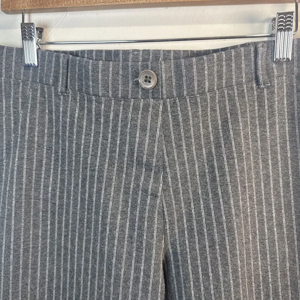 Betabrand Gray Striped Pull On Elastic Waist Pants Women's Large Petite Yoga